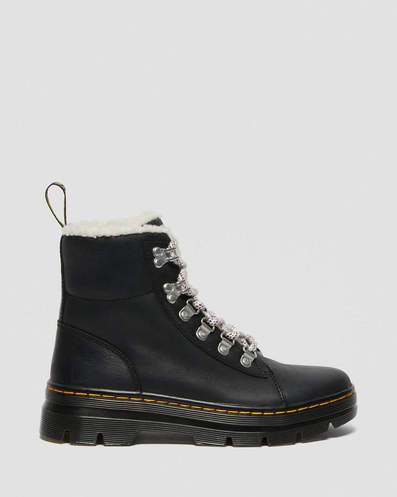 Dr Martens Combs Faux Shearling Gevoerde Vrijetijdslaarzen Dames Zwart | NL 688QMA